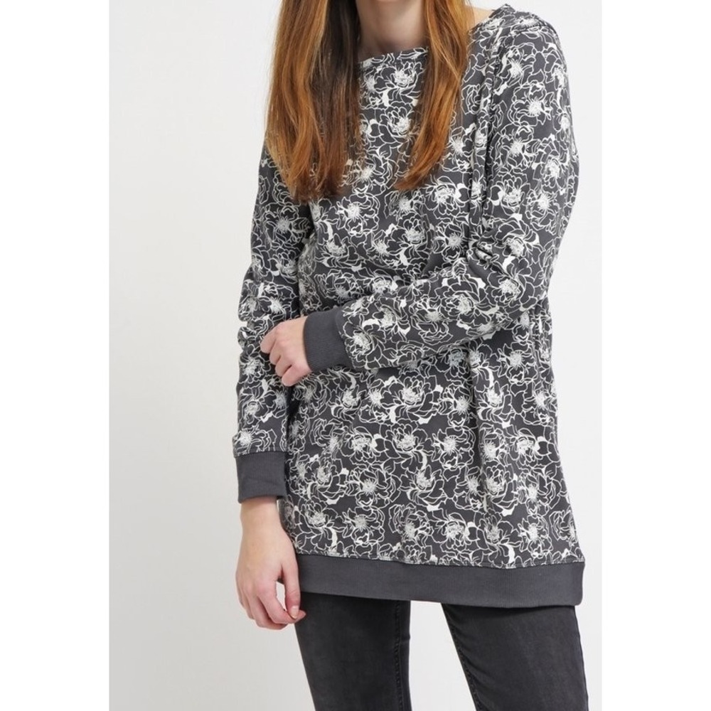 Banana Republic long line sweatshirt floral swirl women S white floral gray